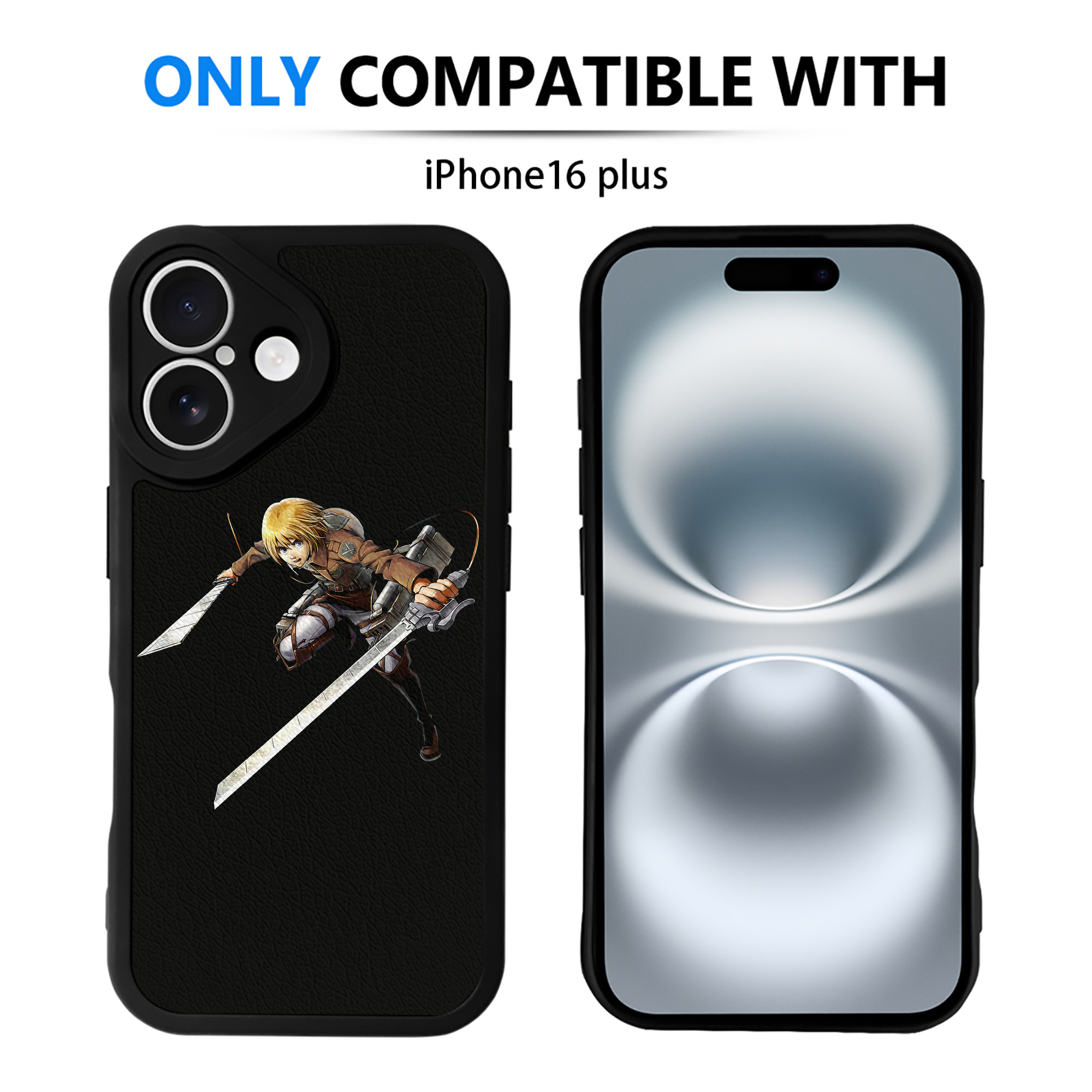 （画像用） 進撃の巨人 アルミン·アルレルト Attack on Titan Armin Arlert 【iPhone 16シリーズ対応】シリコンスマホケース（レザー調） 材質：シリコン